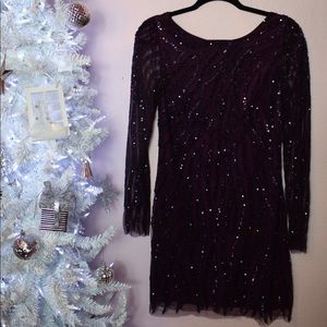 Purple beaded cocktail dress